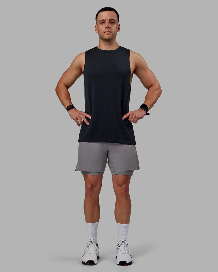 Man wearing Challenger 6&quot; Lined Performance Shorts - Storm Front
