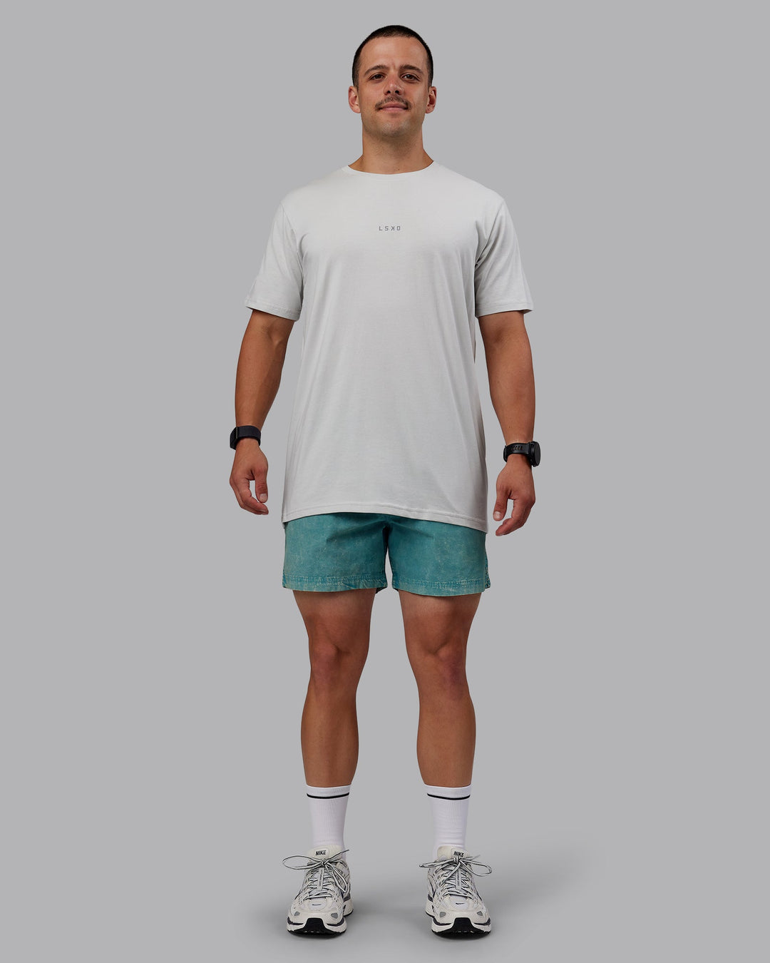 Man wearing Washed Daily 5&quot; Shorts - Sage Brush