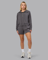 Woman wearing Elevate SoftTouch 1/2 Zip Sweater - Asphalt | Model:Halle | Size:S | Thumbnail Index: 5