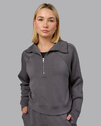 Woman wearing Elevate SoftTouch 1/2 Zip Sweater - Asphalt | Model:Halle | Size:S | Thumbnail Index: 0