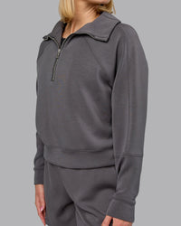 Woman wearing Elevate SoftTouch 1/2 Zip Sweater - Asphalt | Model:Halle | Size:S | Thumbnail Index: 4