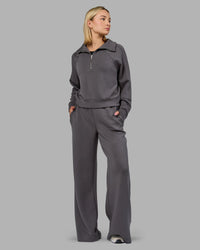 Woman wearing Elevate SoftTouch 1/2 Zip Sweater - Asphalt | Model:Halle | Size:S | Thumbnail Index: 2