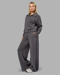 Woman wearing Elevate SoftTouch 1/2 Zip Sweater - Asphalt | Model:Halle | Size:S | Thumbnail Index: 6
