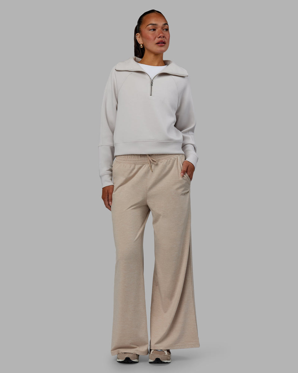 Woman wearing Elevate SoftTouch 1/2 Zip Sweater - Clay-Clay