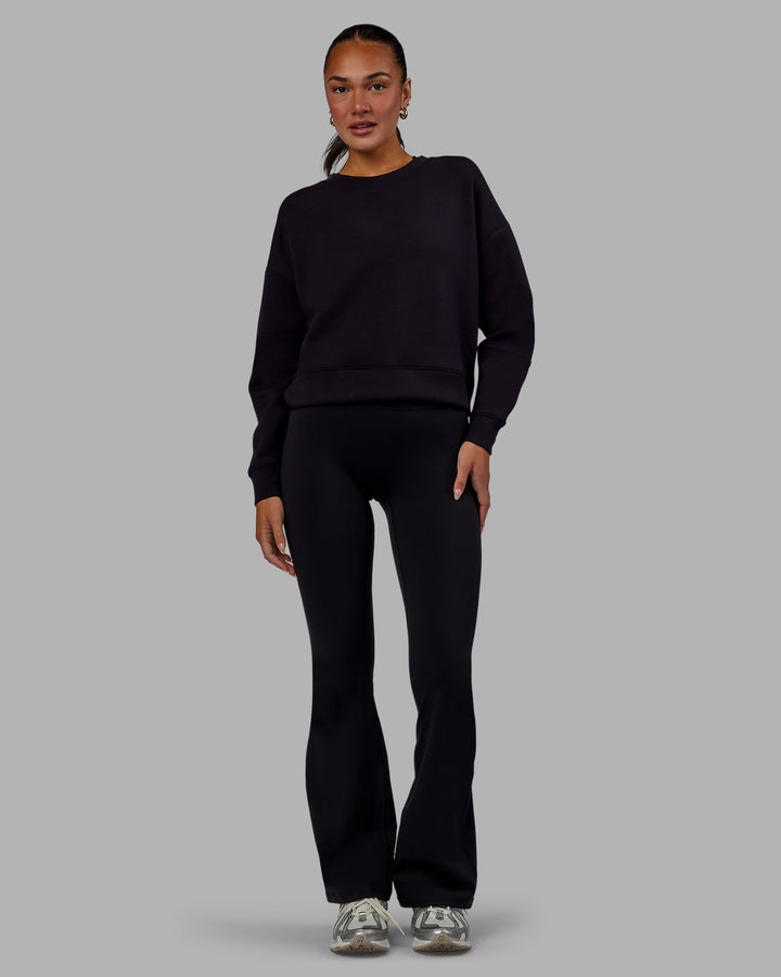 Woman wearing Elevate SoftTouch Crew Neck Sweater - Black-Black
