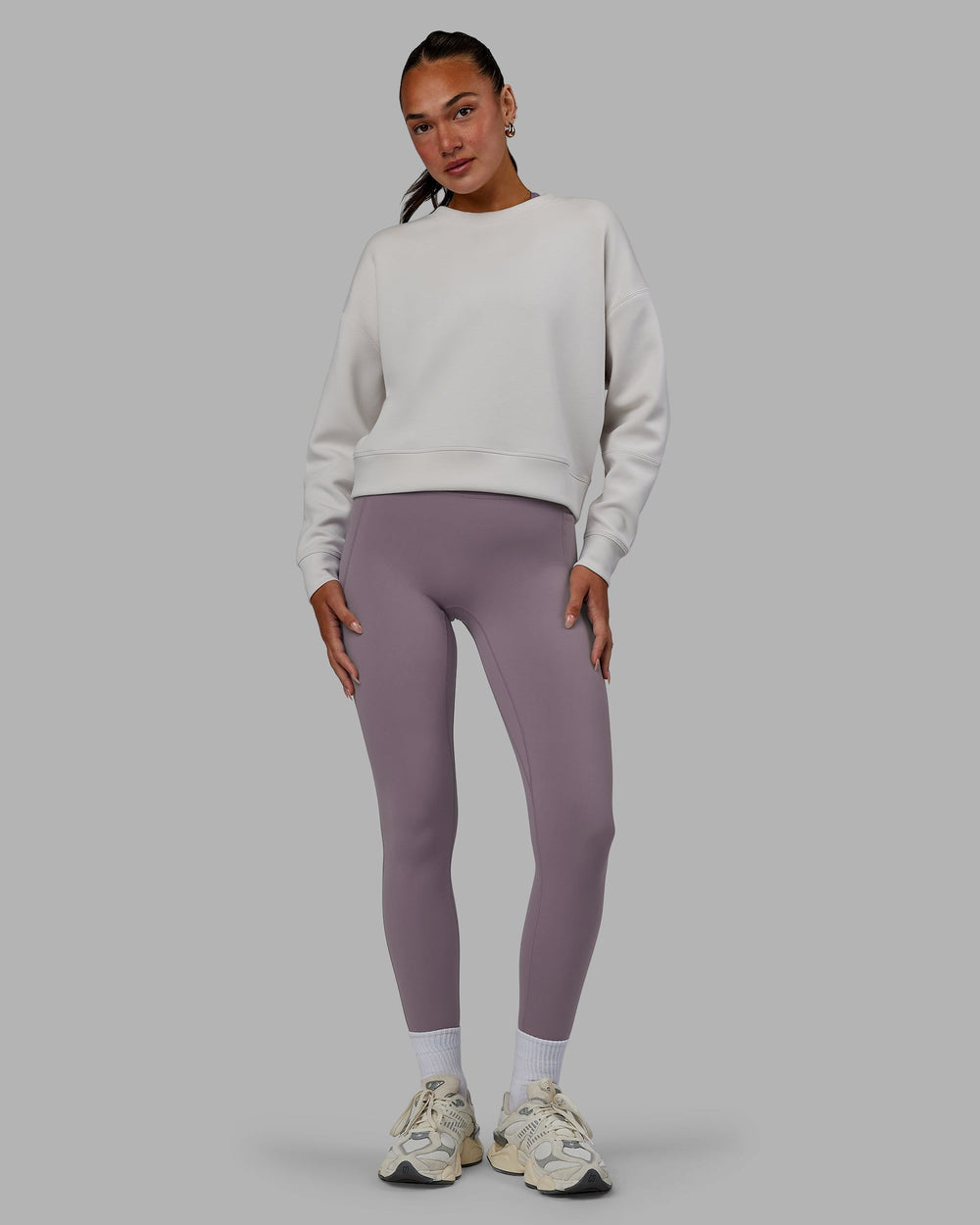 Woman wearing Elevate SoftTouch Crew Neck Sweater - Clay-Clay