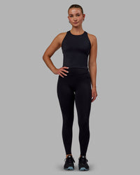 Woman wearing Elite High-Rise Full Length Legging Pockets - Black