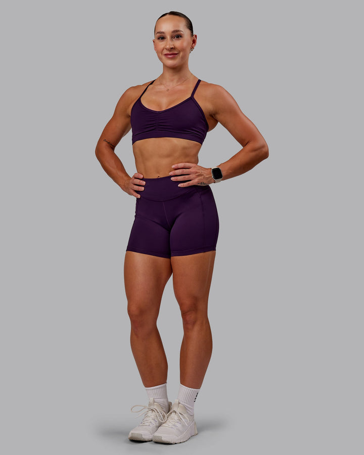 Woman wearing Elite X-Short Legging in Deep Purple | Size:S
