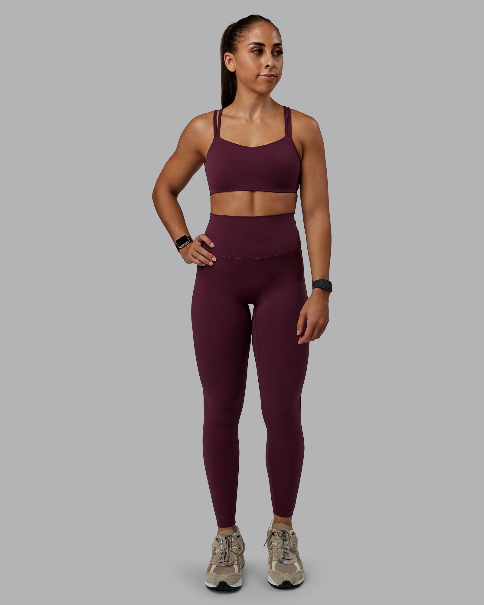 Woman wearing Elixir Ultra High-Rise Full Length Leggings in Cherry Lacquer | Size:S