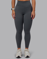 Woman wearing Elixir Ultra High-Rise Full Length Leggings in Dark Storm | Size:S | Thumbnail Index: 3