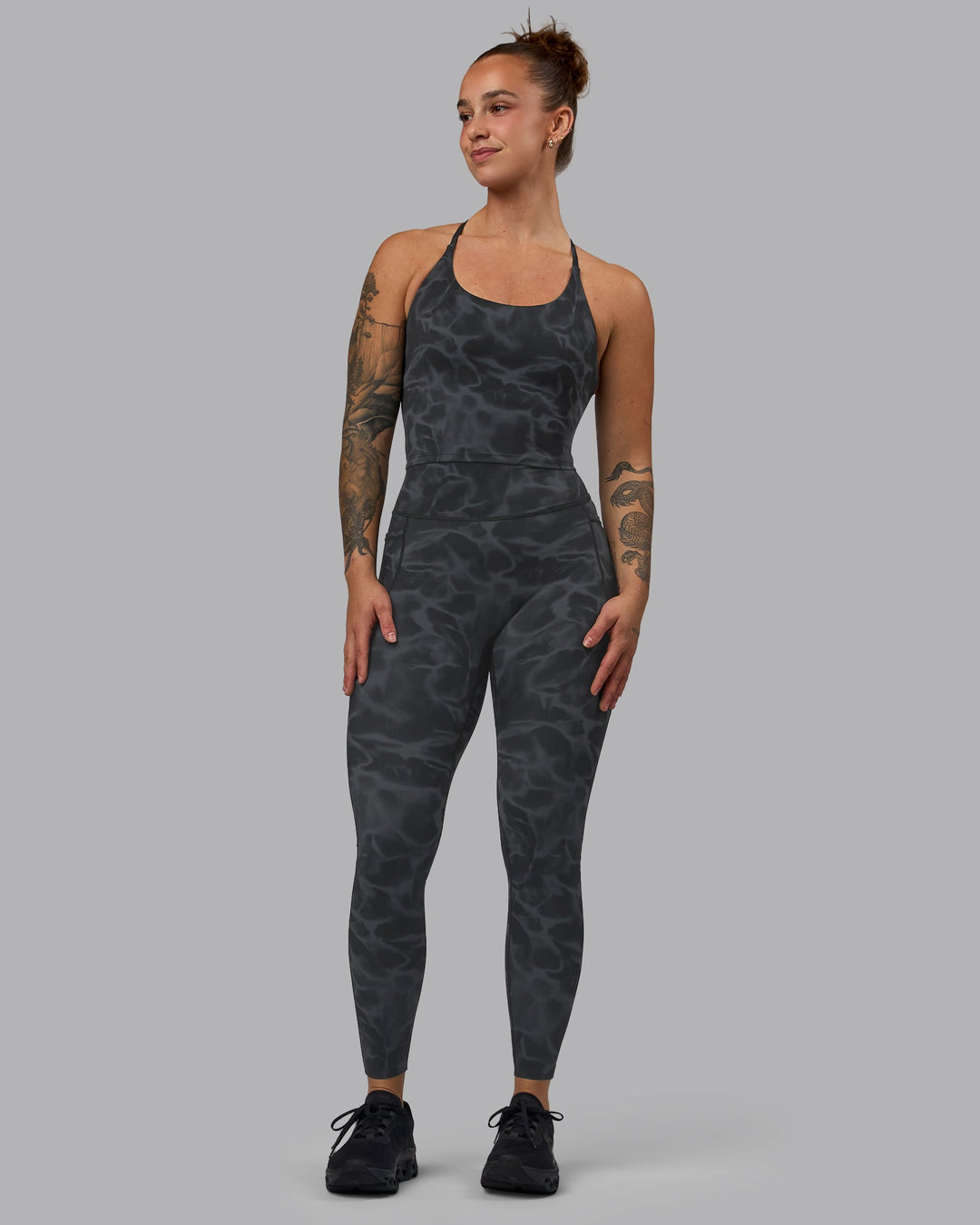 Woman wearing Elixir Ultra High-Rise Full Length Leggings Pockets - Tranquil-Black