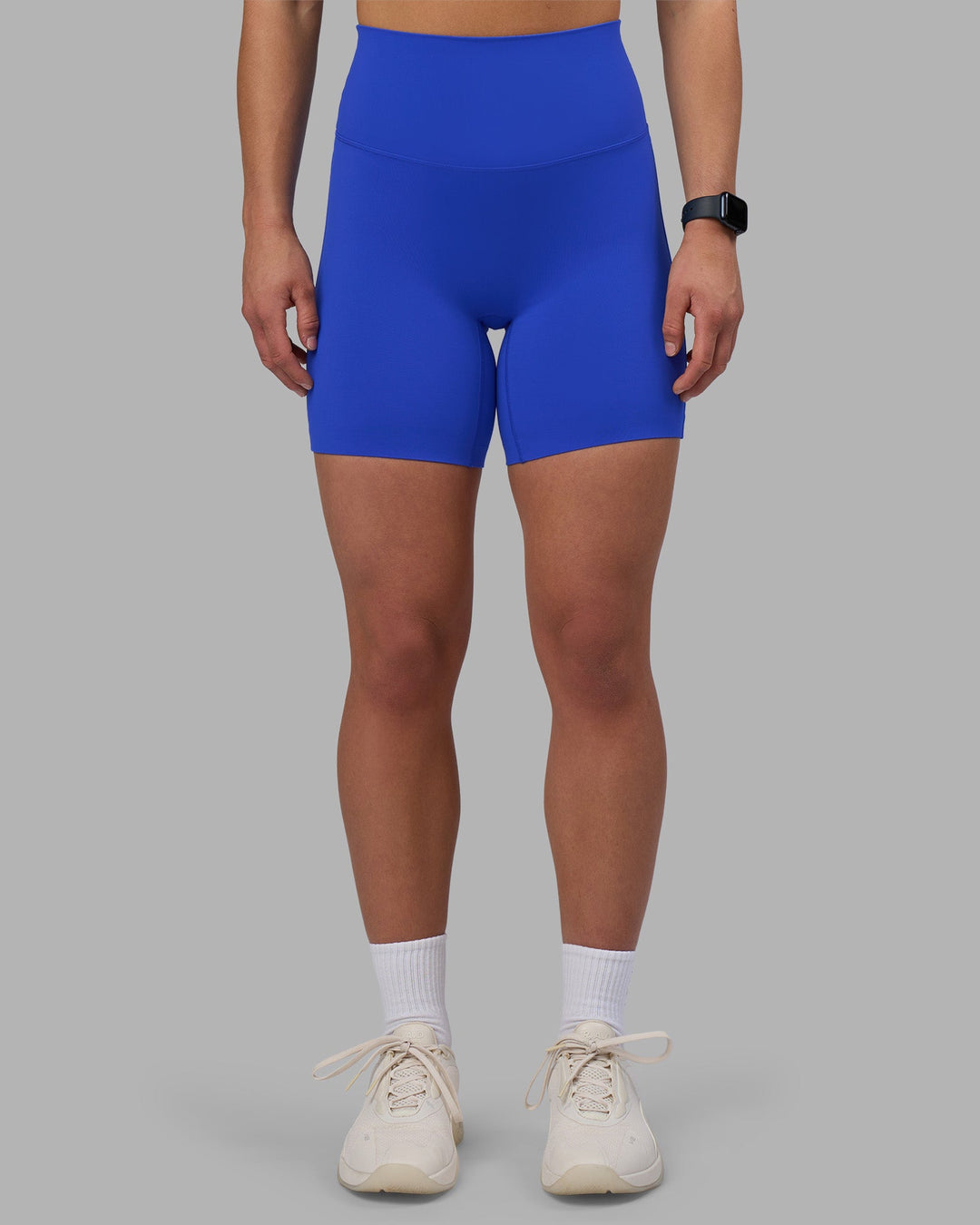 Woman wearing Elixir Ultra High-Rise 6&quot; Short - Power Cobalt | Model:Keisha | Size:S