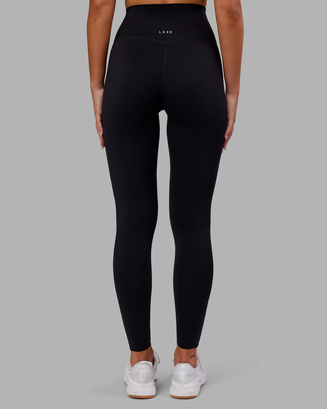 Woman wearing Elixir Ultra High-Rise Full Length Legging - Black | Model:Kirstyn | Size:S