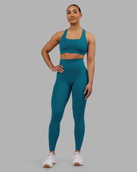 Woman wearing Elixir Ultra High-Rise Full Length Legging - Blue Coral | Model:Ayla | Size:S | Thumbnail Index: 0
