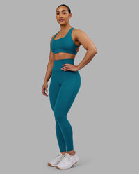 Woman wearing Elixir Ultra High-Rise Full Length Legging - Blue Coral | Model:Ayla | Size:S | Thumbnail Index: 4