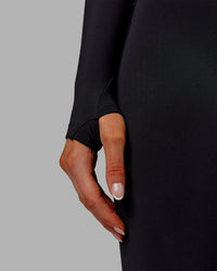 Woman wearing Embrace Thermal Long Sleeve Tee - Black | Model:Ella | Size:S