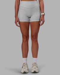 Woman wearing Enhance Ultra High-Rise 4" Short - Grey Marl | Model:Phoebe | Size:S