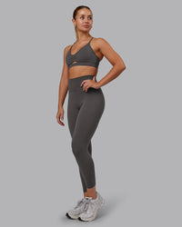 Woman wearing Essence Sports Bra - Dark Storm | Model:Hannah | Size:S