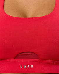 Woman wearing Fast Track Sports Bra Scarlet | Model:Bianca | Size:S |