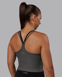 Woman wearing Flame Ribbed Tank in Dark Storm | Size:S | Model:Tylah | Thumbnail Index: 2