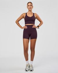 Woman wearing Function Longline Sports Bra - Midnight Plum | Model:Rhiley | Size:S | Thumbnail Index: 6