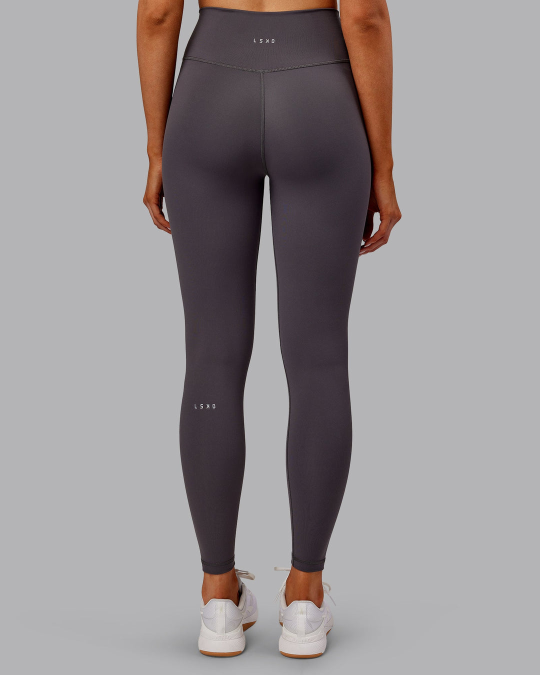 Woman wearing Fusion Ultra High-Rise Full Length Legging - Dark Storm | Model:Ella | Size:S