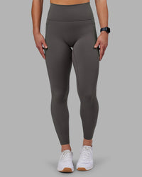 Woman wearing Fusion Ultra High-Rise Full Length Legging Pockets - Dark Storm | Model:Keisha | Size:S | Thumbnail Index: 1