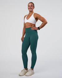 Woman wearing Fusion Ultra High-Rise Full Length Legging Pockets - Transformative Teal | Model:Sav | Size:S