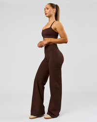 Woman wearing Fusion V-Contour High-Rise Tall Pant - Hot Chocolate | Model:Claire | Size:S