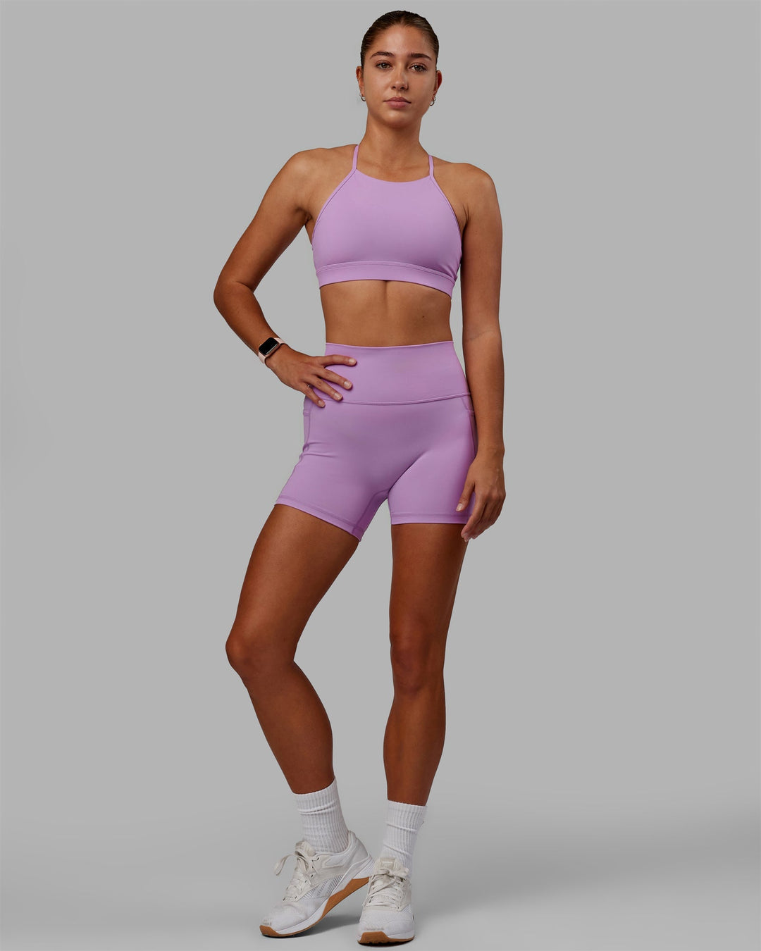 Woman wearing Fusion X-Length Shorts - Light Violet