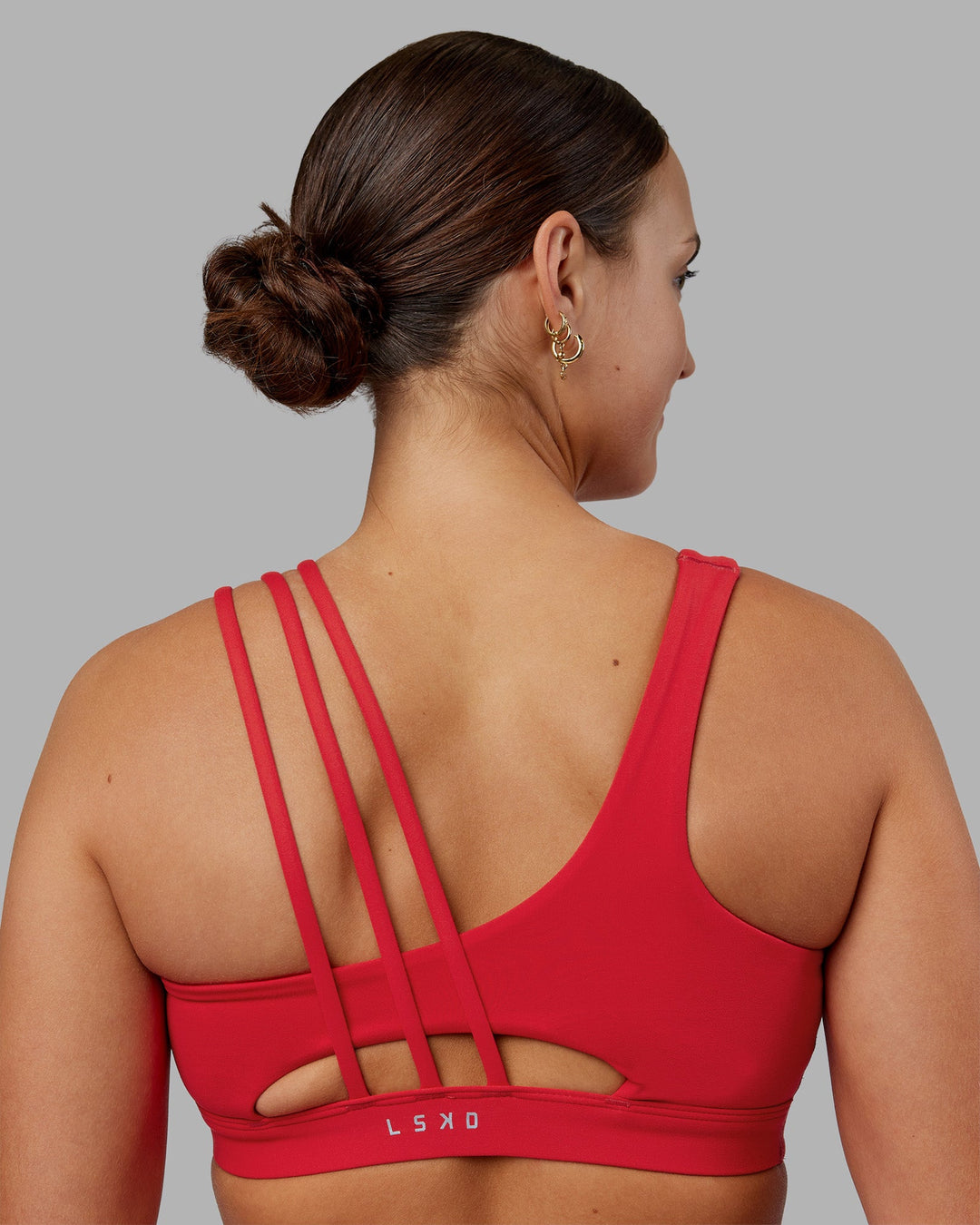Woman wearing Galvanise Sports Bra 2.0 - Scarlet | Model:Keisha | Size:S