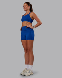 Woman wearing Genesis Layered Sports Bra - Blue Quartz | Model:Phoebe | Size:S | Thumbnail Index: 6
