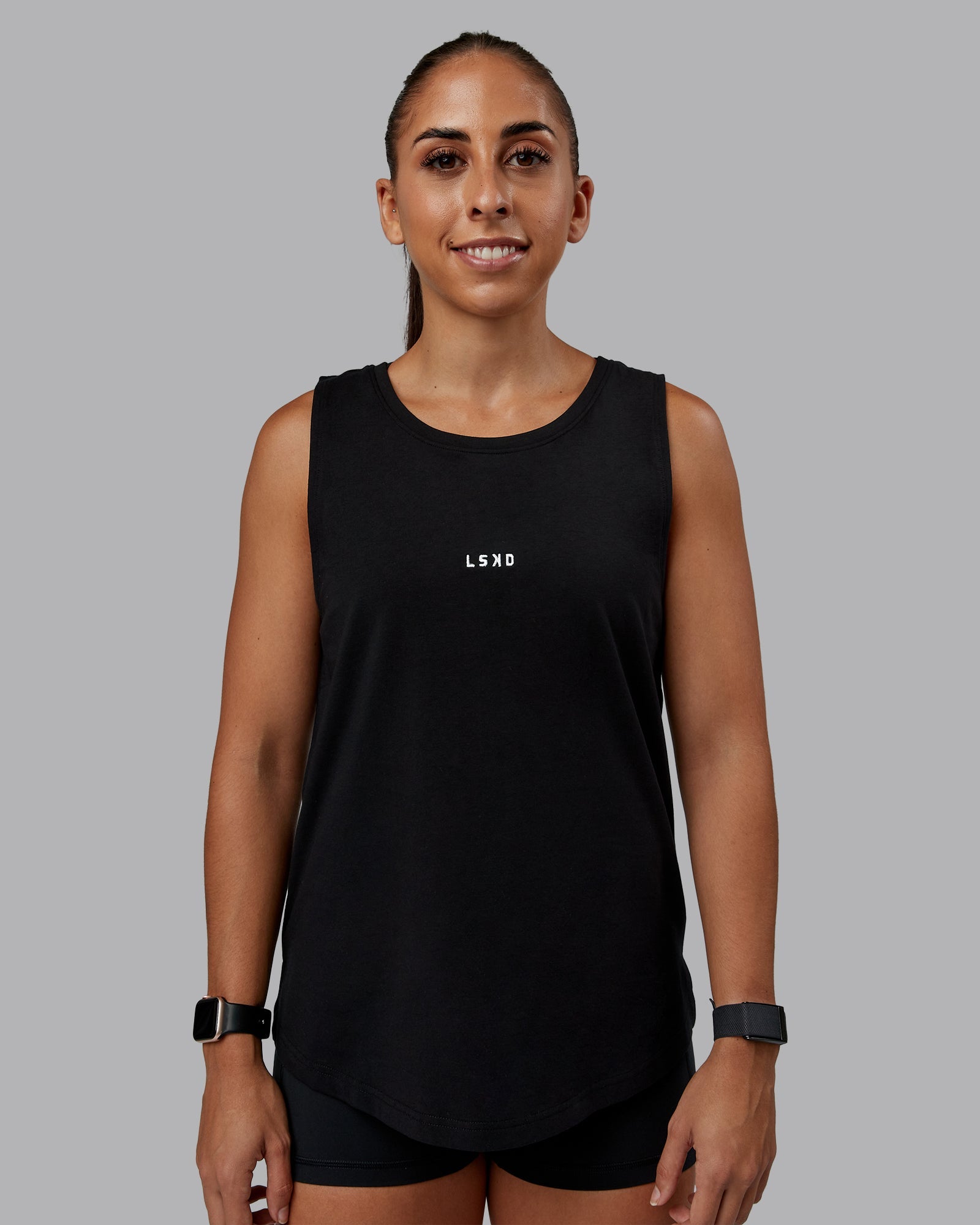 Go-To FLXCotton Longline Tank - Black-White | LSKD – LSKD US