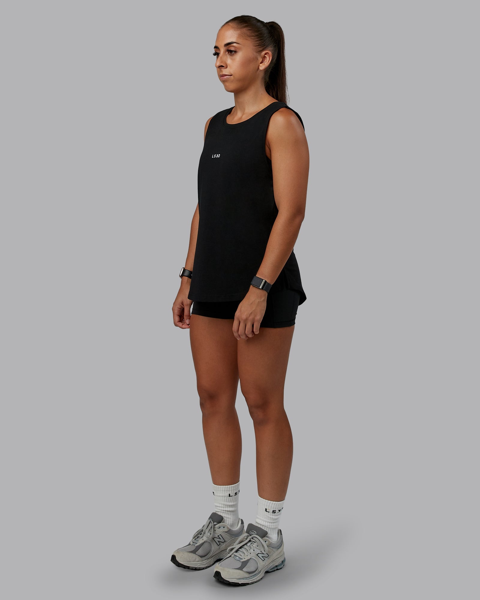 Go-To FLXCotton Longline Tank - Black-White | LSKD – LSKD US