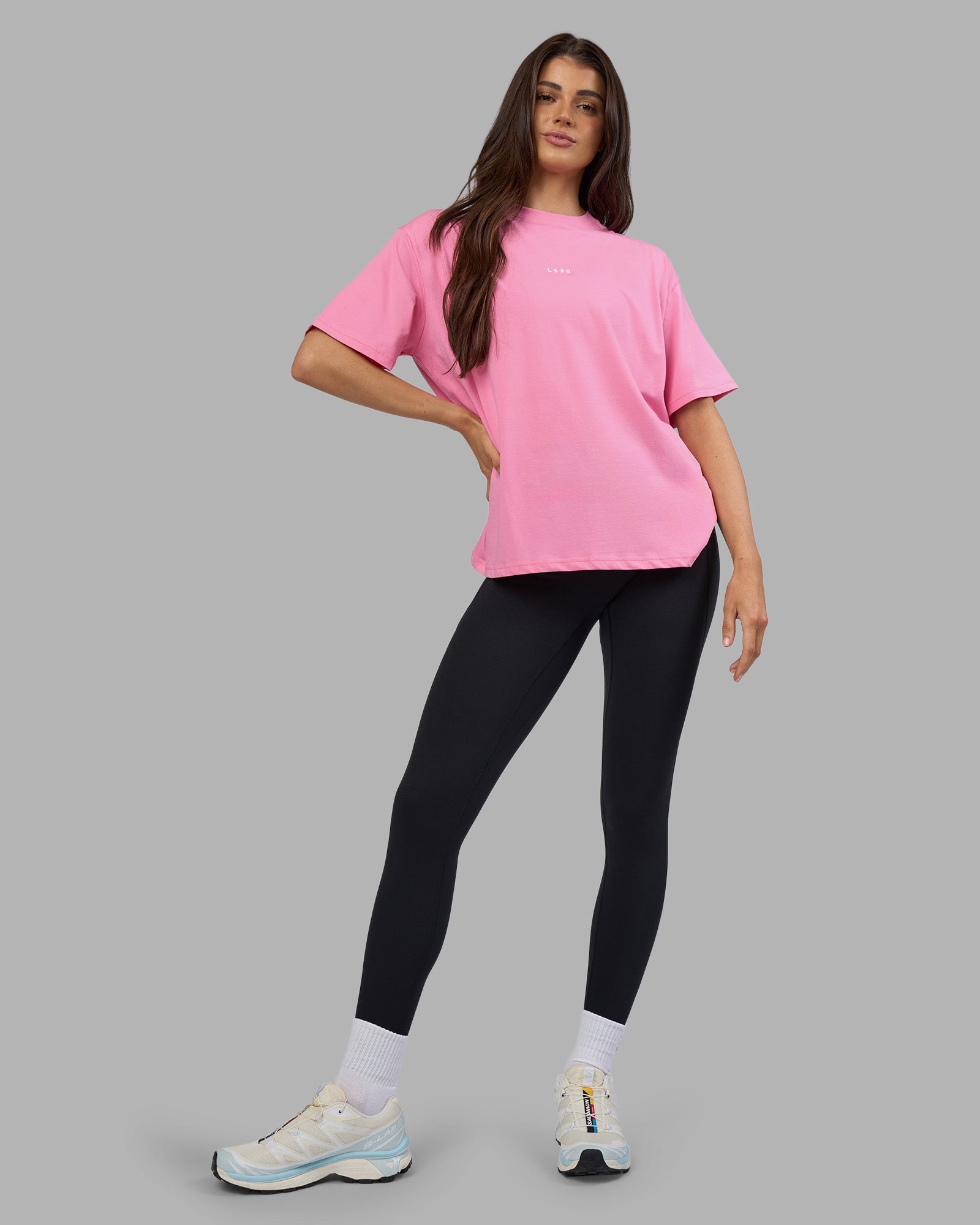 Go-To FLXCotton Oversized Tee - Candy Pink-White | LSKD – LSKD US