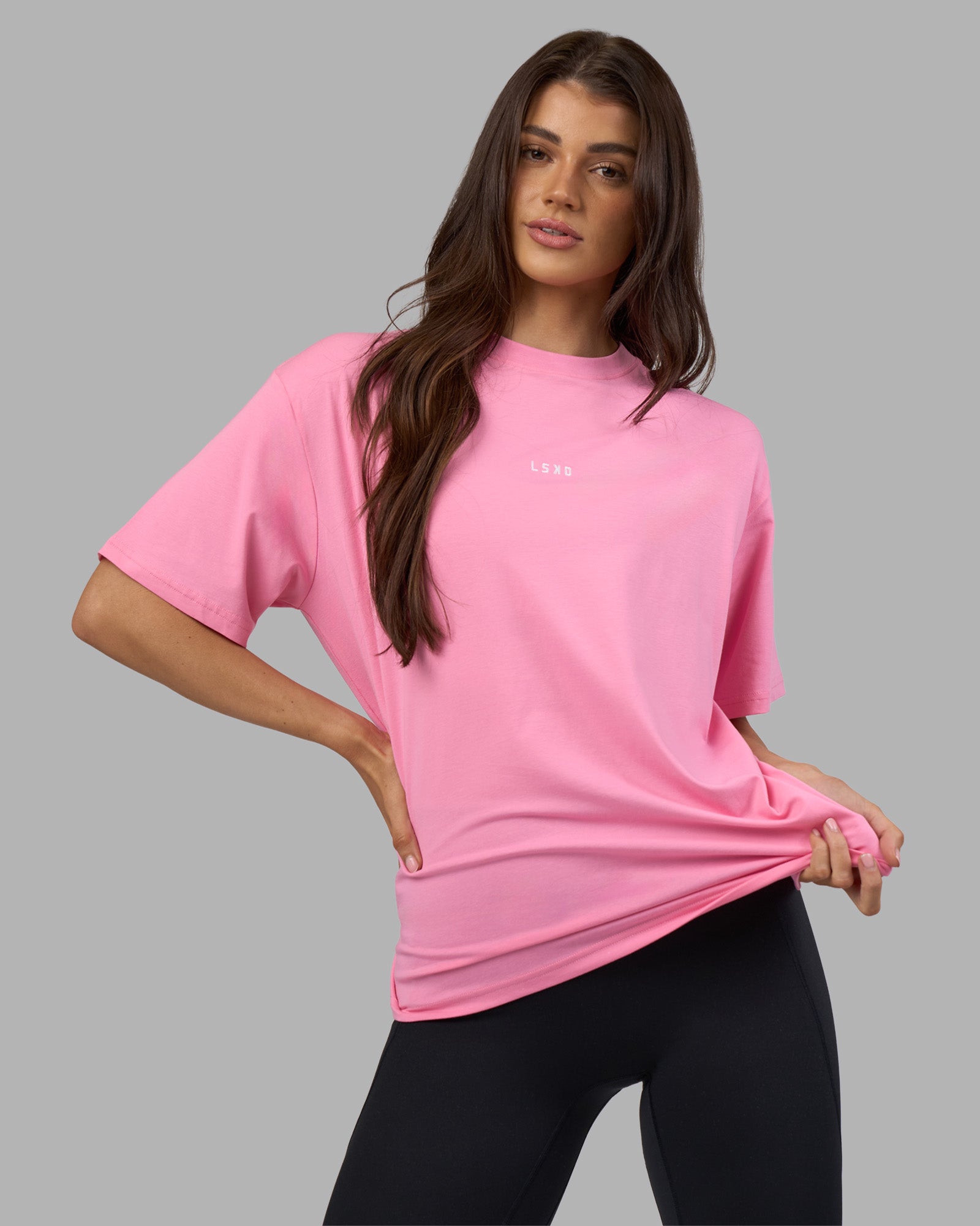 Go-To FLXCotton Oversized Tee - Candy Pink-White | LSKD – LSKD US