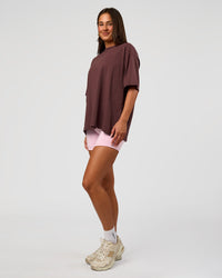 Woman wearing Go-To FLXCotton Oversized Tee - Cocoa Powder-White | Model:Bianca | Size:S | Thumbnail Index: 1