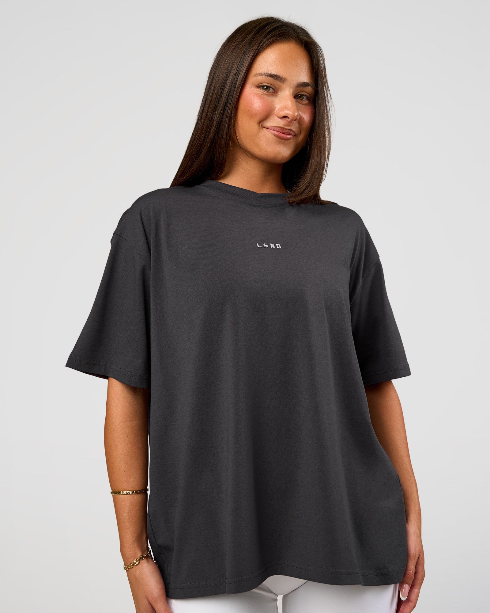 Go-To FLXCotton Oversized Tee - Dark Storm-White | LSKD – LSKD US