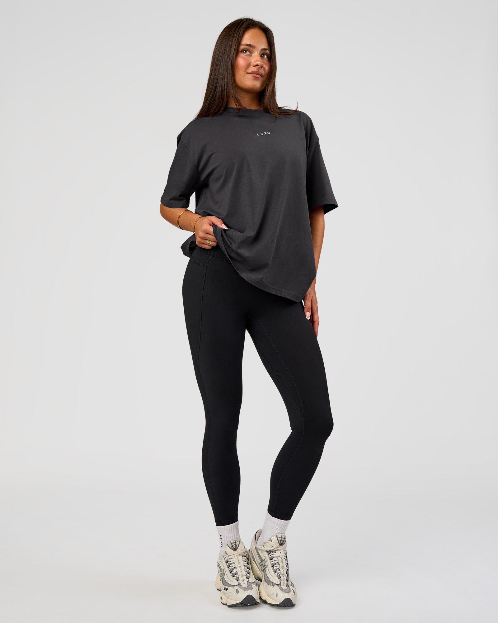 Go-To FLXCotton Oversized Tee - Dark Storm-White | LSKD – LSKD US