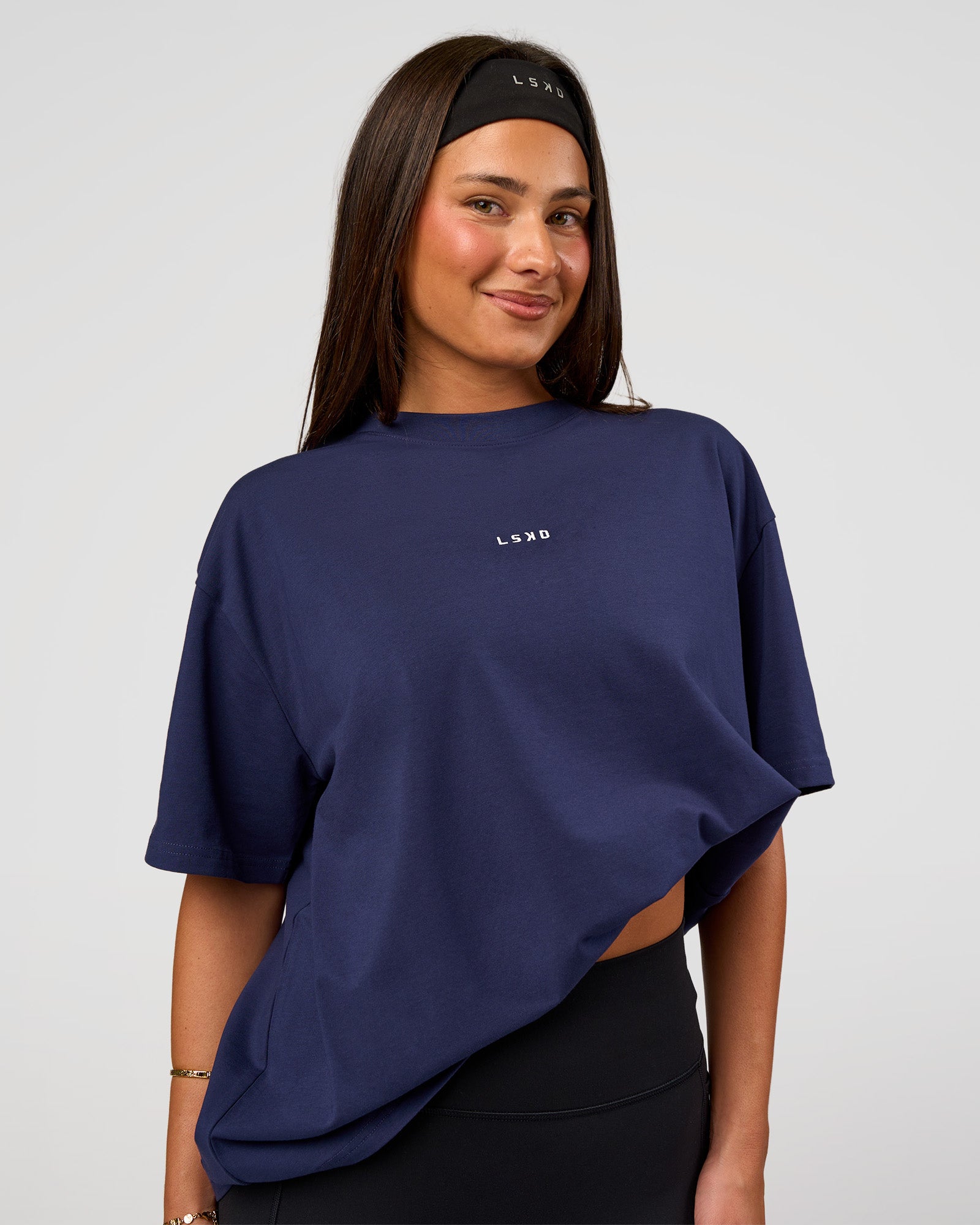 Go-To FLXCotton Oversized Tee - Future Navy-White | LSKD – LSKD US