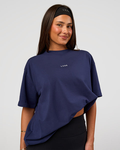 0llx4l❤︎ Go-To FLXCotton Oversized Tee - Future Navy-White | LSKD – LSKD US