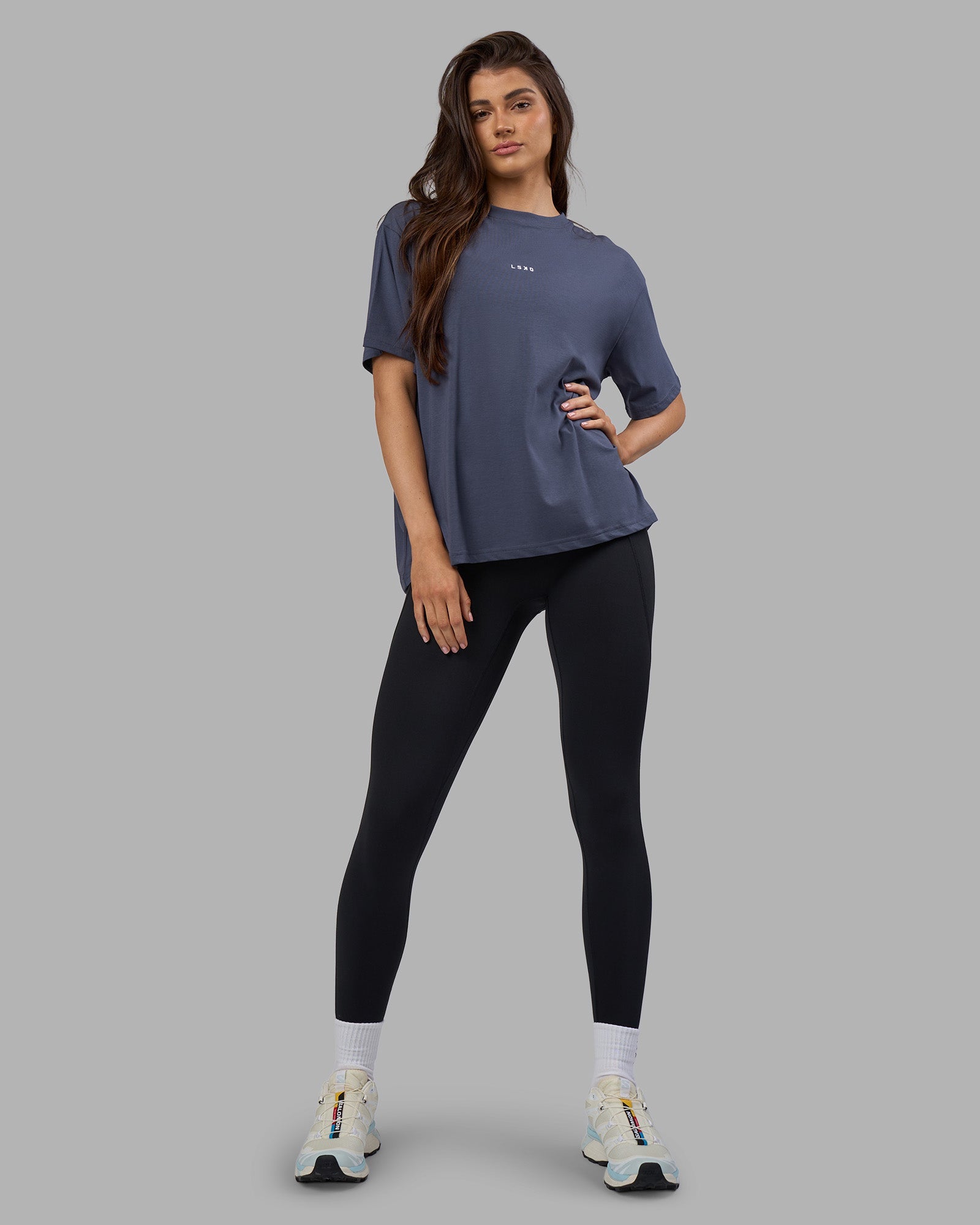 Go-To FLXCotton Oversized Tee - Night Shadow-White | LSKD – LSKD US