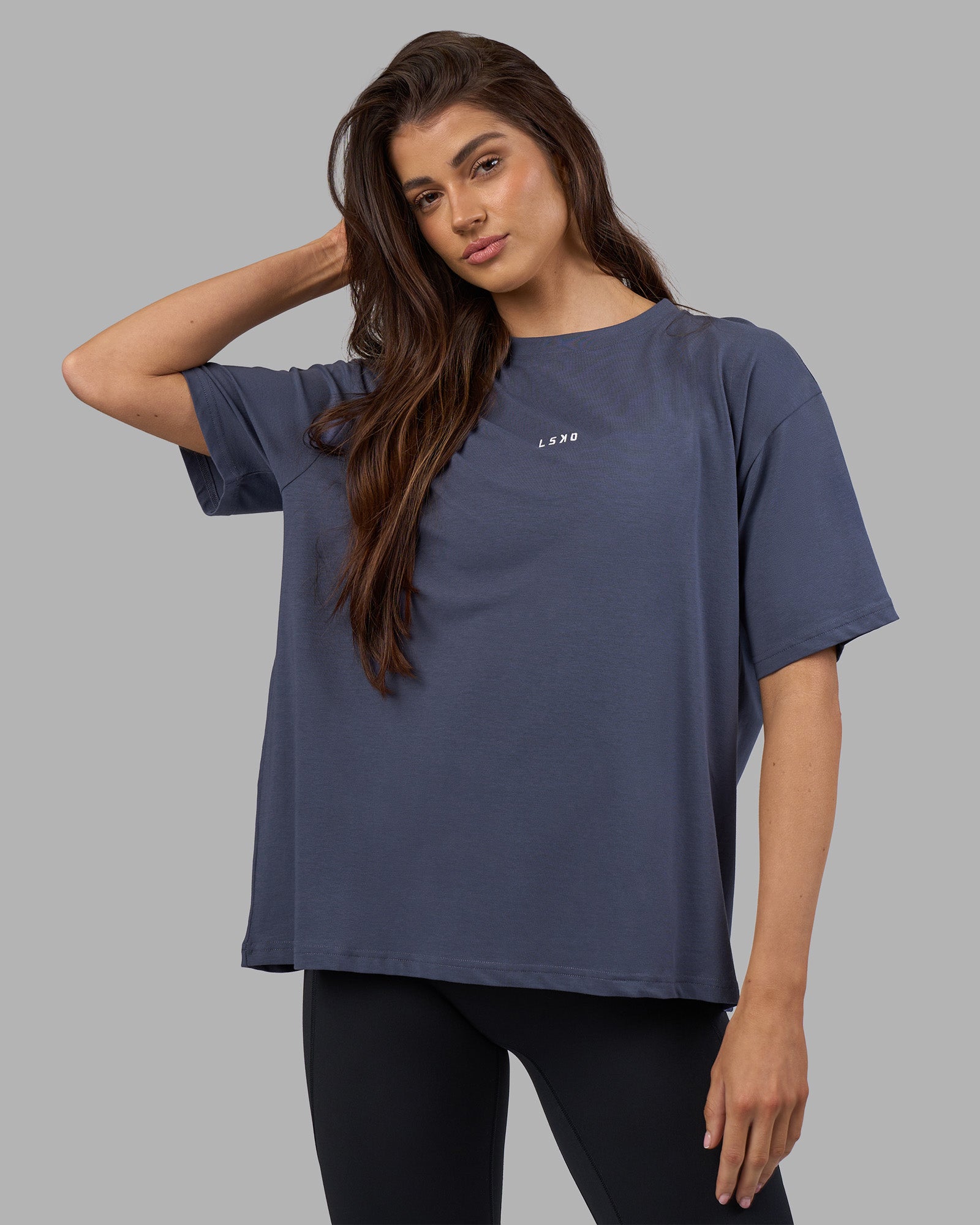 Go-To FLXCotton Oversized Tee - Night Shadow-White | LSKD – LSKD US