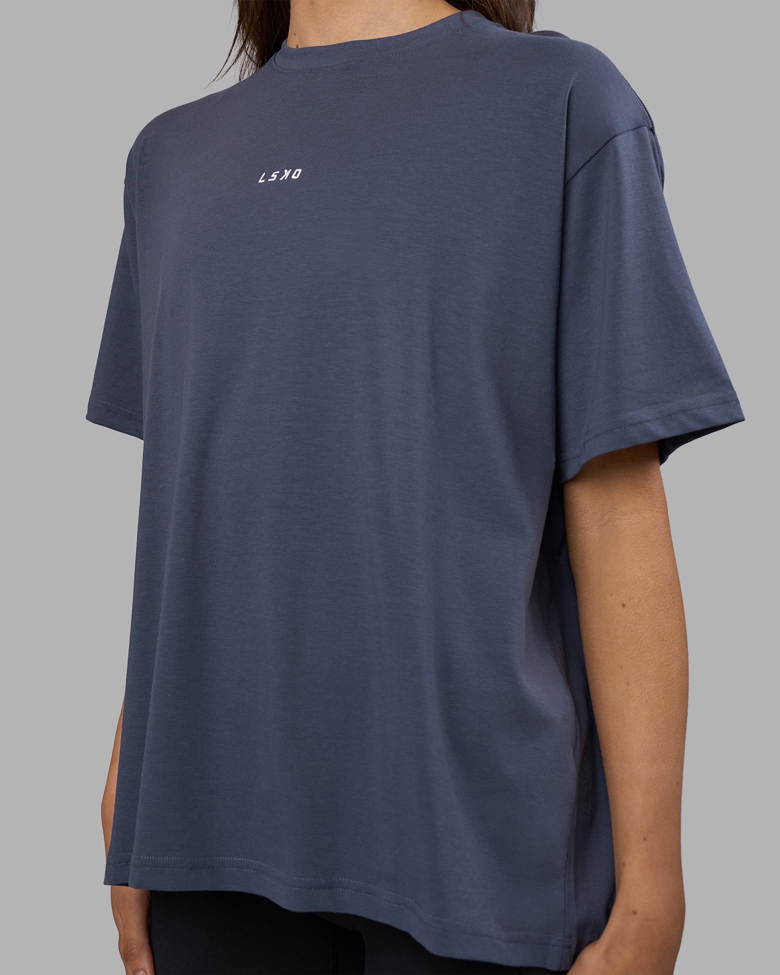 Go-To FLXCotton Oversized Tee - Night Shadow-White | LSKD – LSKD US