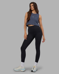 Woman wearing Go-To FLXCotton Tank - Night Shadow-White | Model:Phoebe | Size:S | Thumbnail Index: 1