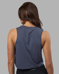 Woman wearing Go-To FLXCotton Tank - Night Shadow-White | Model:Phoebe | Size:S | Thumbnail Index: 2