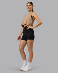 Woman wearing Go-To FLXCotton Tank - Warm Smoke-White | Model:Emilie | Size:S