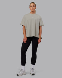 Woman wearing Go-To FLXCotton Oversized Tee - Shale Beige | Thumbnail Index: 1