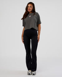 Woman wearing Go-To Heavyweight Reflective Skimmer Tee - Dark Storm Washed-Reflective | Model:Kirstyn | Size:S