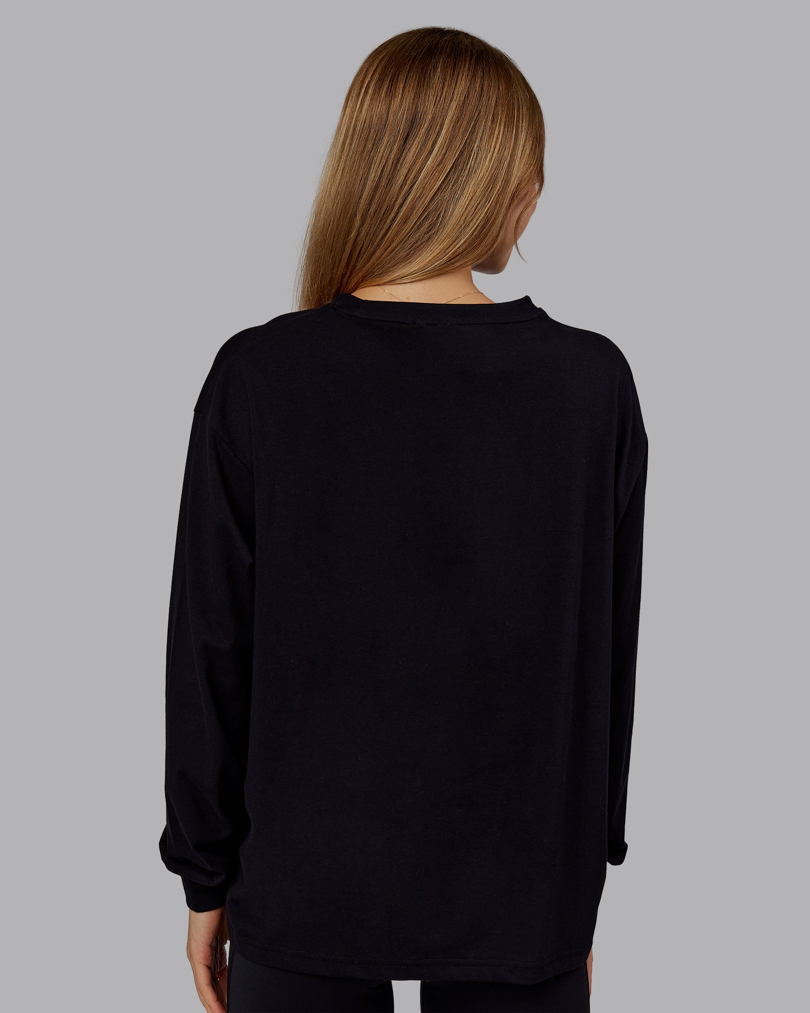 Go-To Long Sleeve FLXCotton Oversized Tee - Black-White | LSKD
